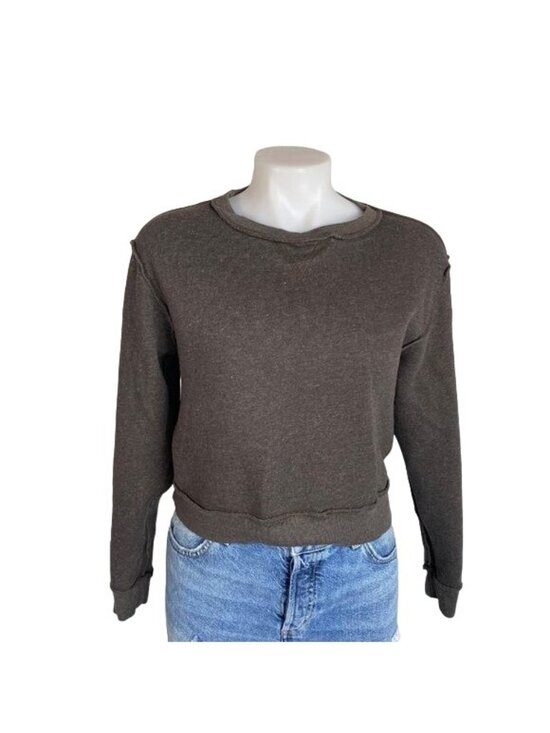 Goodlife Tops - Goodlife Womens Reversible Sherpa Fleece Pullover Sweatshirt Small Gray & Brown